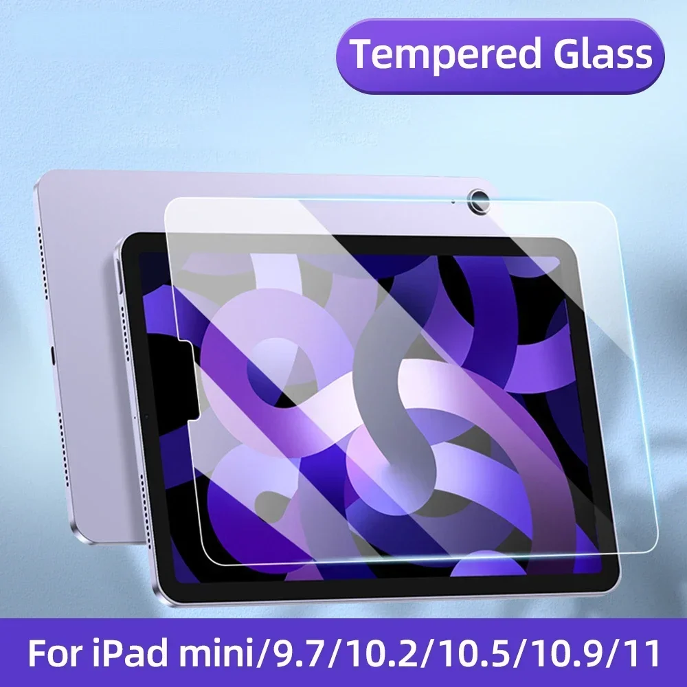 Tempered Glass For iPad 10th Gen For iPad 10.2 7 8 9th Pro 11 Air 3 10.5 Air 4 Air 5 10.9 Screen Protector iPad 9.7 Mini 3 4 5 6