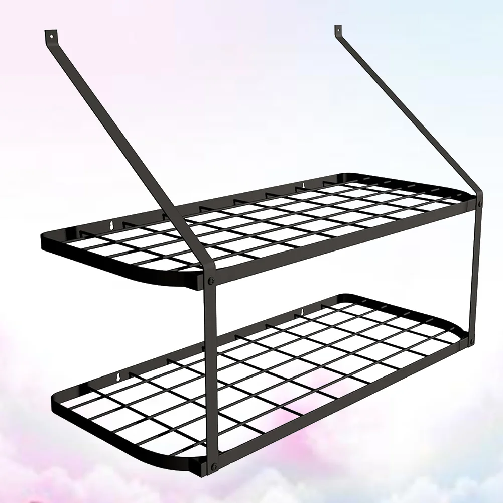 

Kitchen Rack Storage Racks Shelf Wall Mount Finishing Stand Wall-mounted Dishes for Double Layer