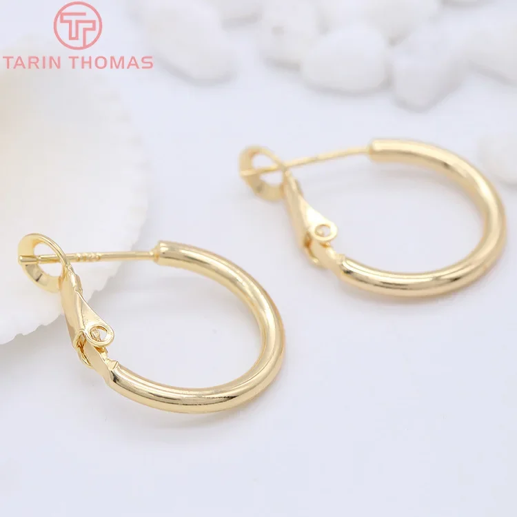 (2050)10PCS 18x1.5MM 20x2MM 24K Gold Color Brass Round Earrings Hoop High Quality DIY Jewelry Making Findings