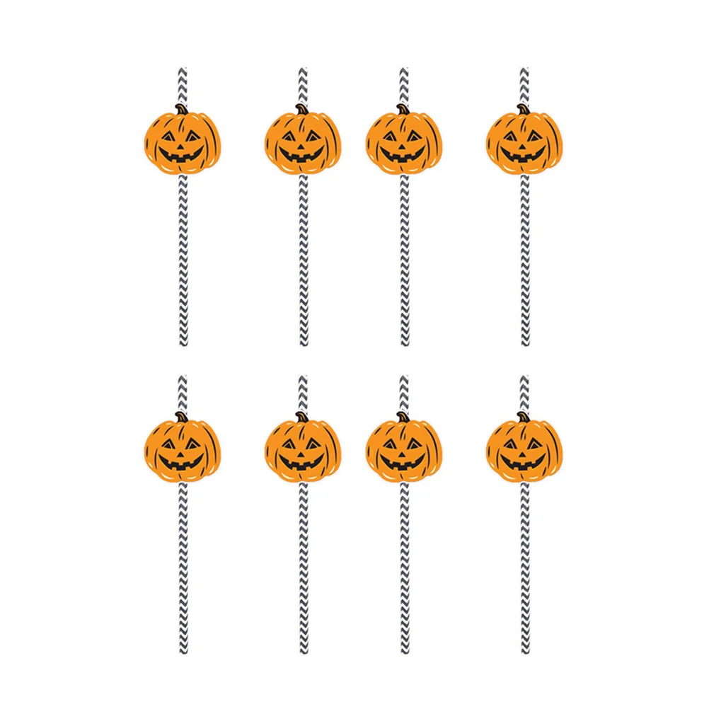 

12Pcs Pumpkin Halloween Paper Straws Decorative Party Drinking Straws for Smoothies Cocktails Tea Party Paper Straw