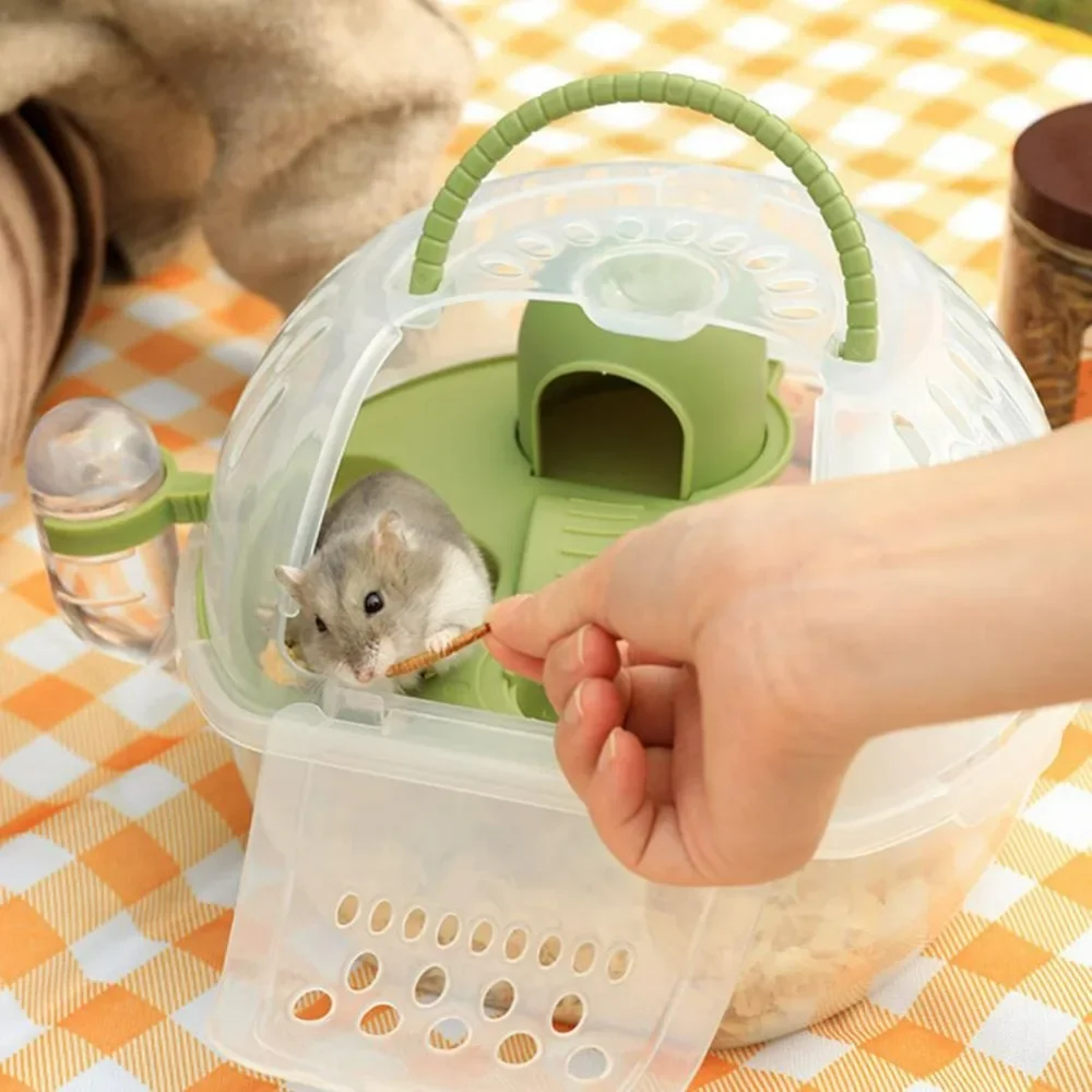 Small Pet Crystals Travel Cage Hand Held Keep Small Animal Warm Indoor Box Hamster Carrier Cage Amusement Park Pet Accessories