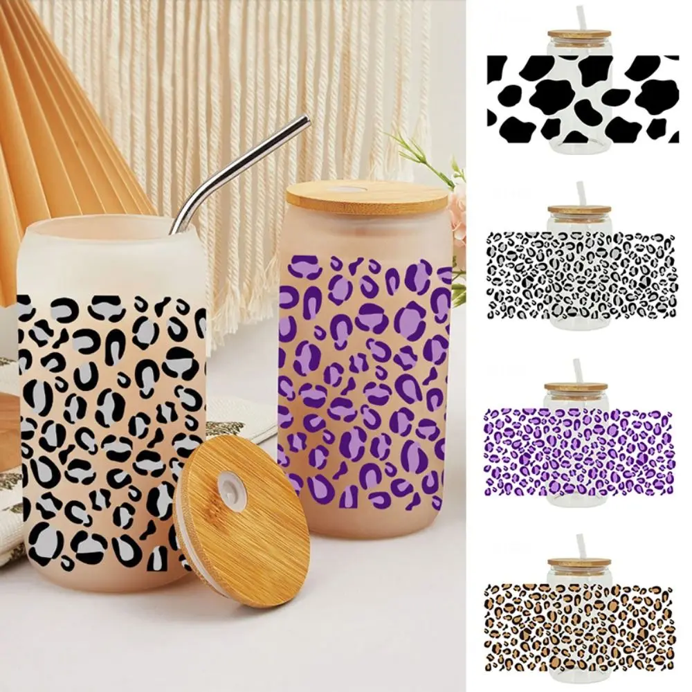 Leopard Print UV DTF Transfer Sticker Waterproof High-temperature Resistant Cup Wraps Iron on DIY Decals Transfer Cup Stickers