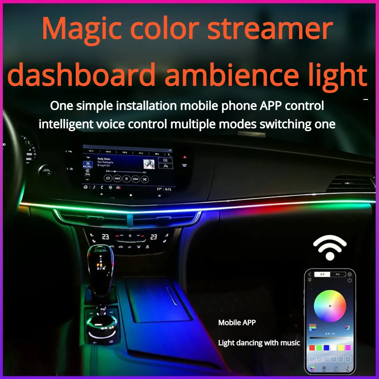

Led Acrylic Car Ambient Light Car Interior Ambient Light with Remote Control, Long Standby Car Decorative Light