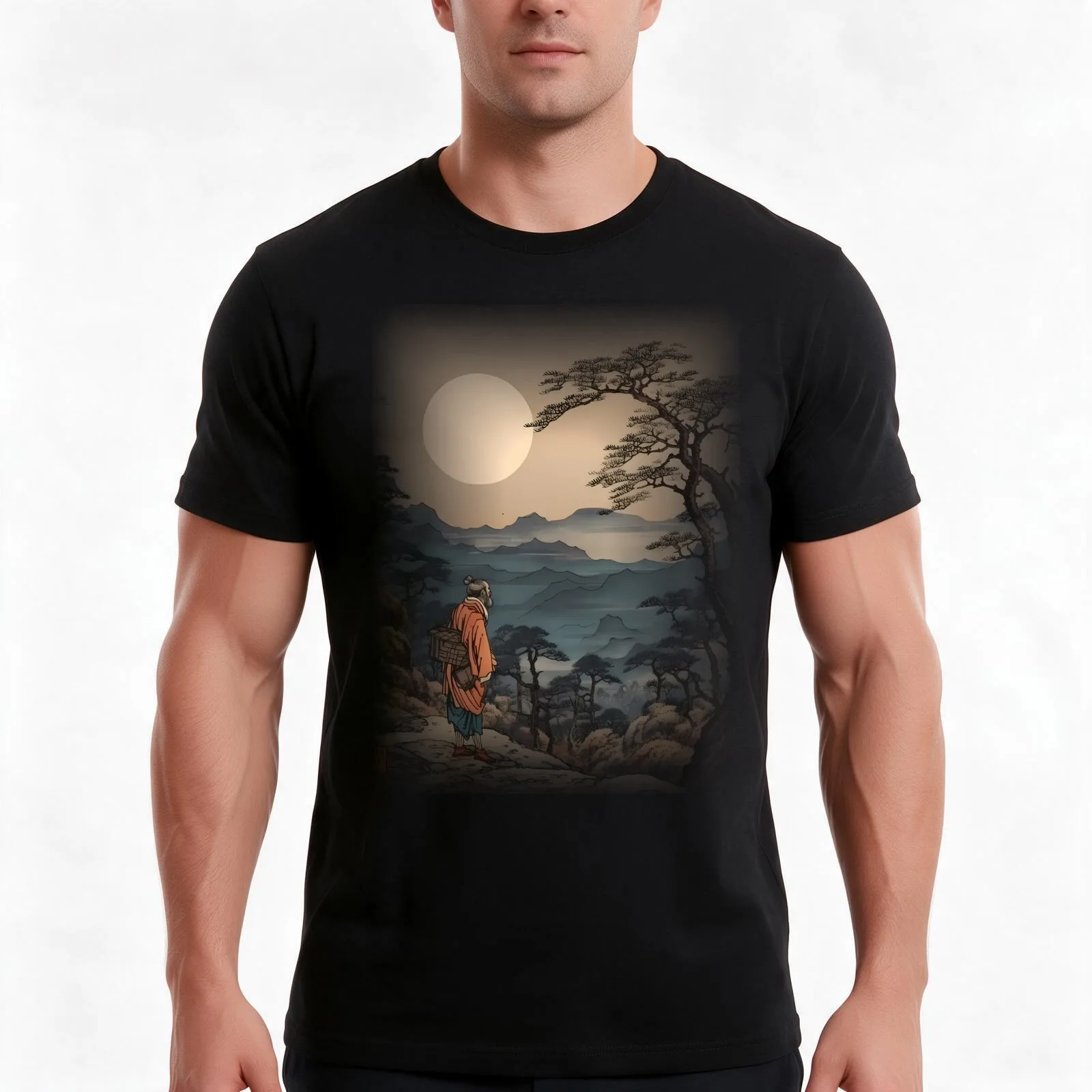 Ikkyu-Sojun - The Poet Monk T-Shirt, Summer Casual Cotton Tee, Oversized Streetwear Tops, Vintage Graphic Print, 100% Cotton