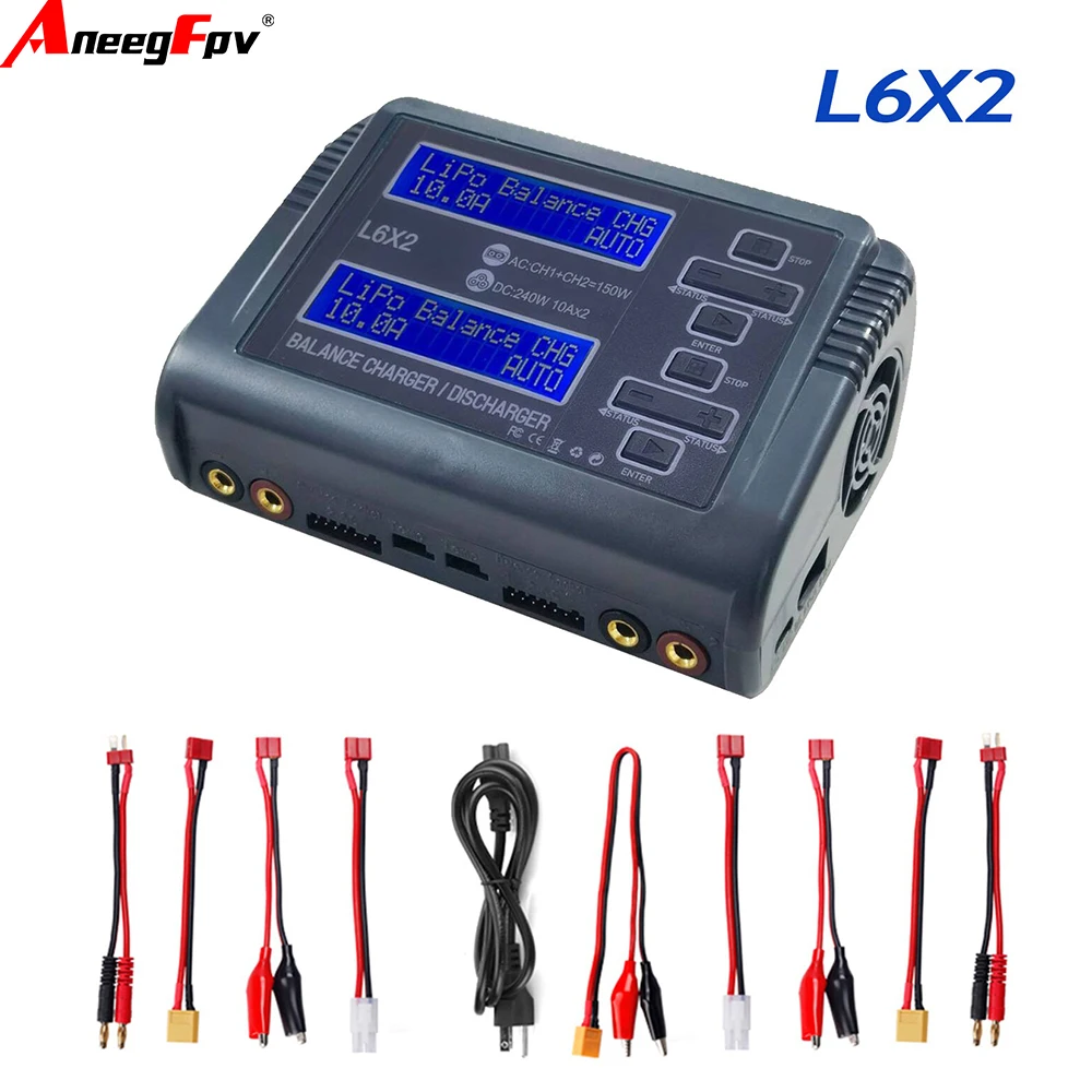

HTRC L6X2 Duo 10A Lipo Charger AC 150W DC 240W RC Balance Discharger for1-6S Li-ion LiFe NiCd NiMH LiHV PB Smart Battery Charger