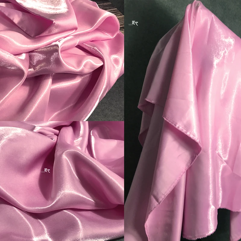 Reflective Fabric Pink Super Bright Crystal Super Smooth Trench Coat Encrypted Bright Designer DIY Sewing Fabrics YLK