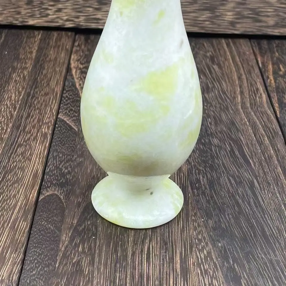Natural Stone Vases Ornament Home Decoration Accessories For Living Room Office Desk Yellow Jade Desktop Vase