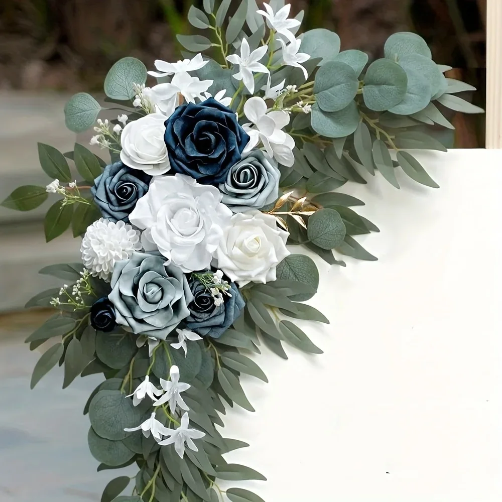 2 Stück Hochzeits-Willkommensblumen, kleine Bogenblumen, künstliche Blumen, Hochzeitsdekoration für Empfang und Hochzeitshintergrund – Detail 2