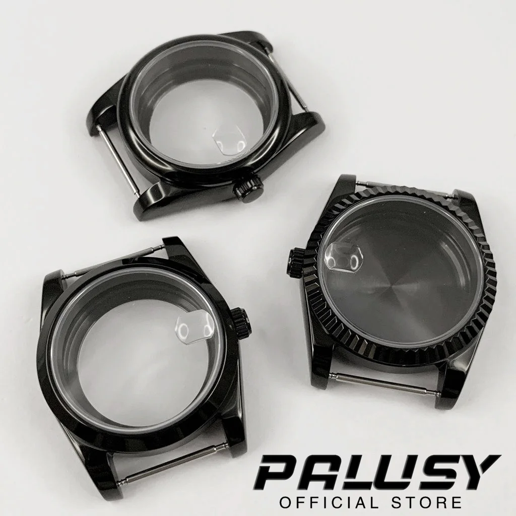 36MM/40MM NH35 Black Fluted Curved Watch Case Sapphire Glass For NH34 NH35 NH36 PT5000 ETA 2824 Miyota 8215  Movement