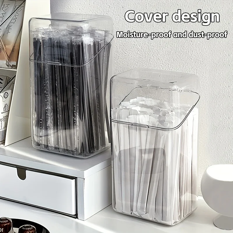 

Пыленепроницаемый ящик для хранения с крышкой, ящик для хранения одноразовых соломинок, капсул, кофе, чая с молоком, ящик для хранения кухонных аксессуаров