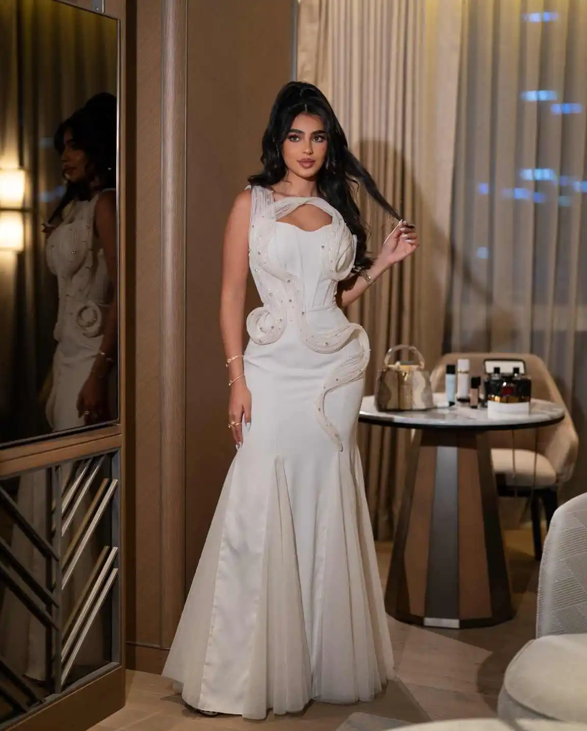 موضة حورية البحر فستان حفلات بكتف واحد فستان سهرة من الساتان ثلاثية الأبعاد-الدانتيل للحفلات الراقصة فستان مثير زي العرائس رداء De Mariée مخصص