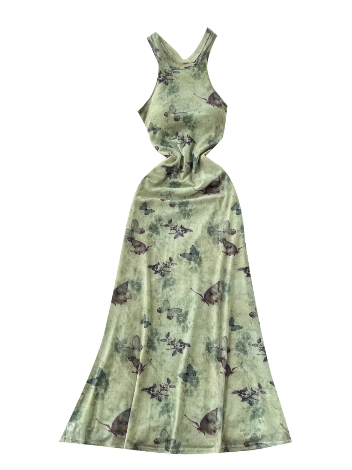 Ele Retro Chinese  Print ter Ne Slim Fit Svel Women's Dr Sexy Bal Mid-Length A-Line Gown