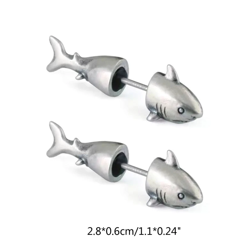 1 paire boucles d'oreilles requin hommes femmes tendance Hip Hop Punk vent froid boucles d'oreilles rétro poisson