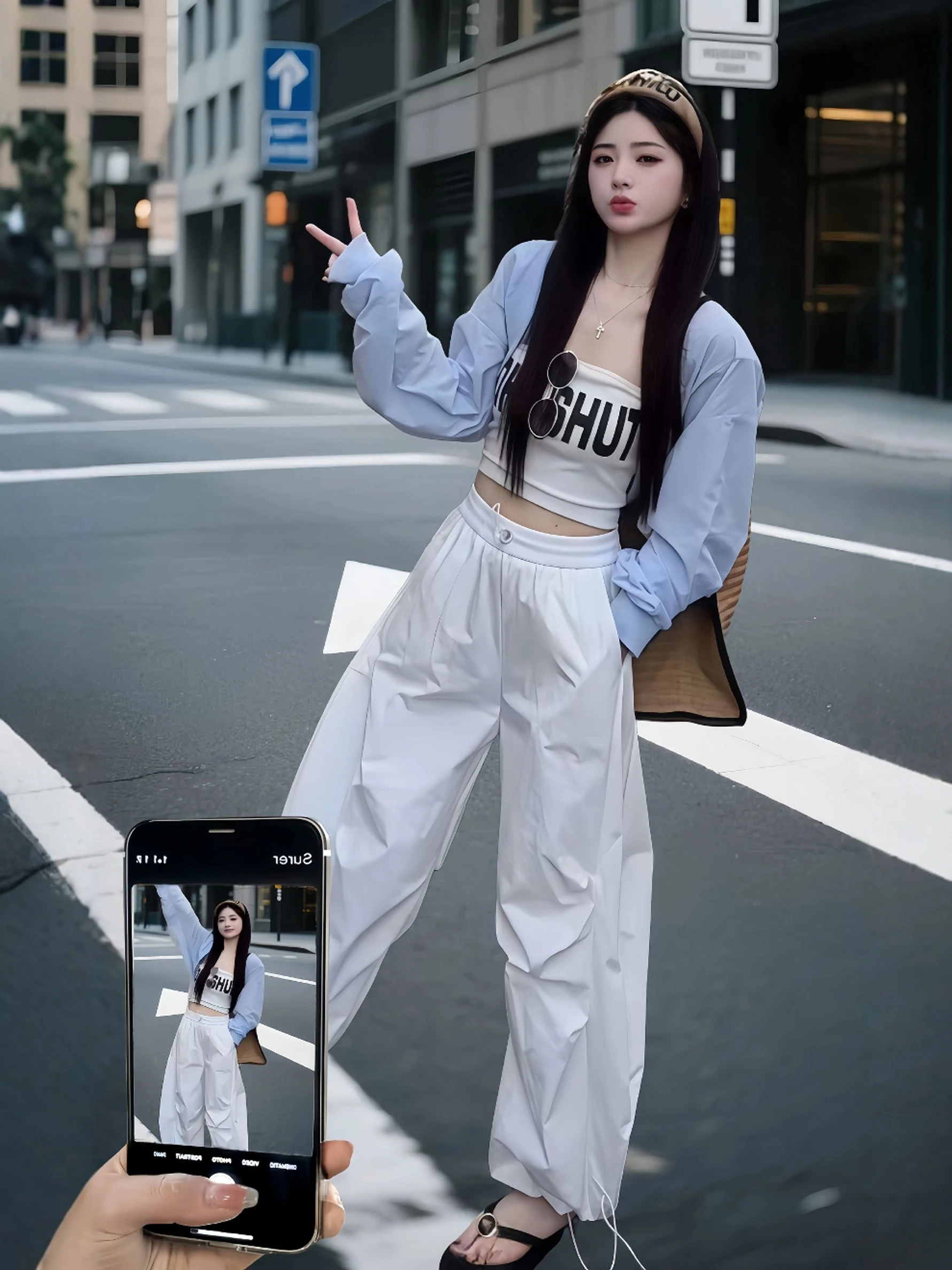 

Spring Faion plus Size Long Sve Sun Protection Jaet Tube Top Paratrooper Pants Loose Fit Anti-Aging Good Looking Set f...