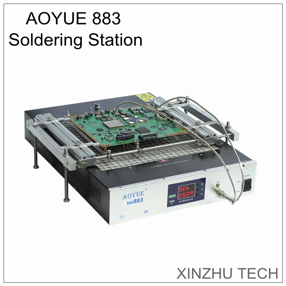 AOYUE INT883 IR Preheat Reflow Station W/ 668 PCB Holder Digital Display Heating Plate SMD IC BGA Repair Soldering Rework Tool