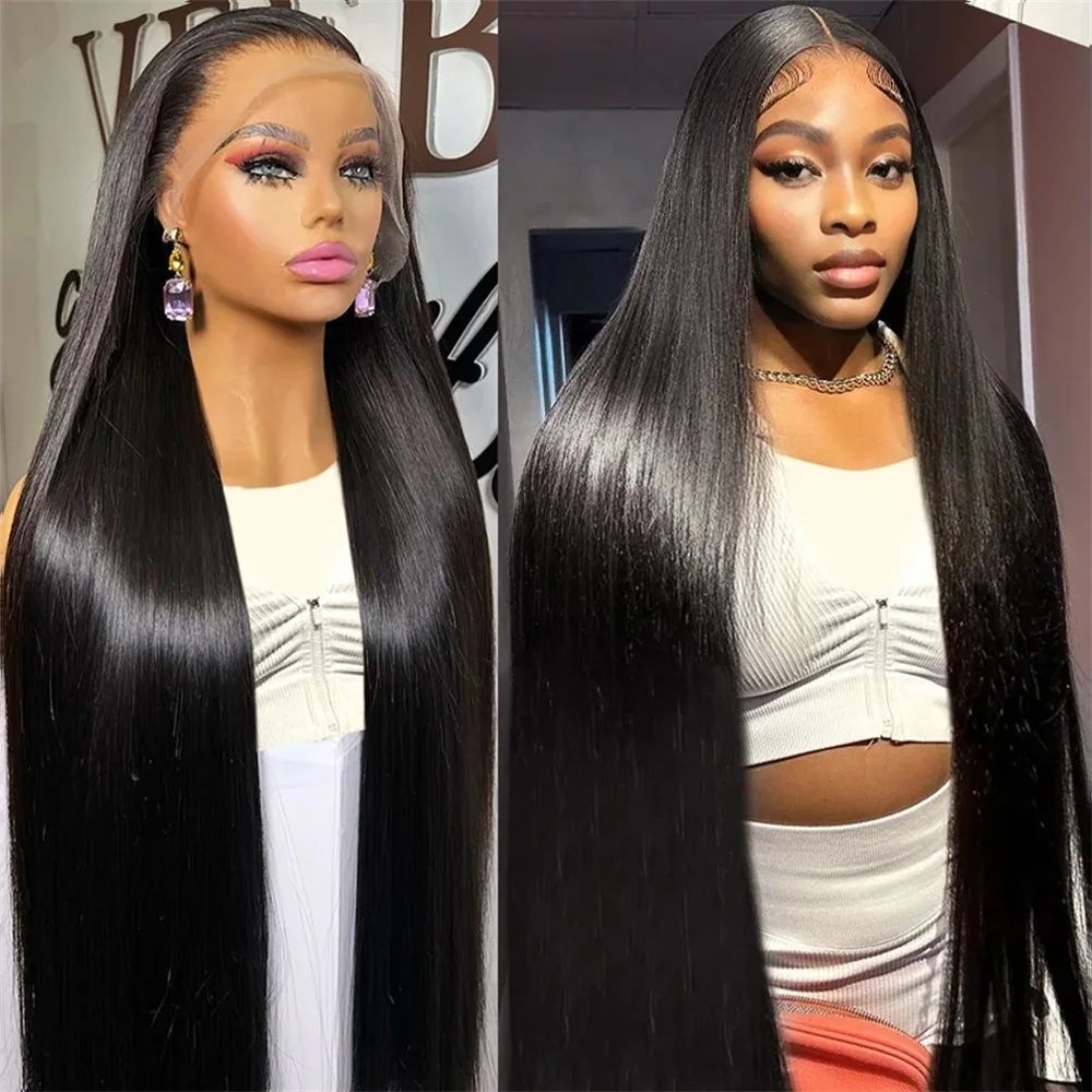 

30 38 Inch Bone Straight Transparent 13x4 Lace Frontal Human Hair Wigs 180 Density Brazilian Remy 13x6 Lace Front Wig For Women