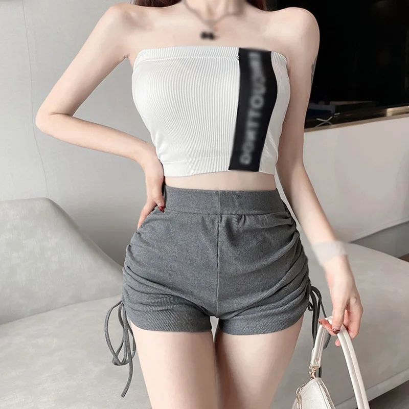 Women Summer High Waist Shorts Tooling Casual Sports Solid Color Fashion Simple Straight Shorts