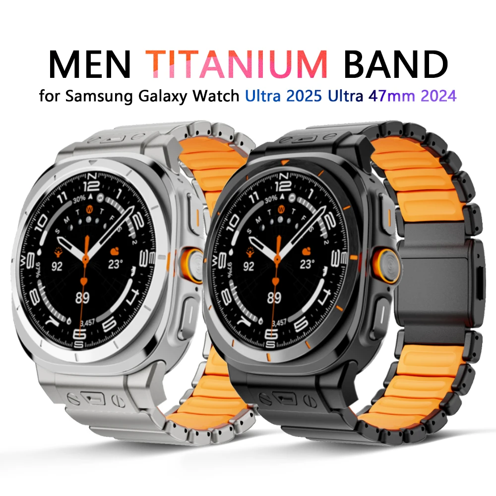 

Титановый ремешок для Samsung Galaxy Watch Ultra2 2025 Роскошный металлический ремешок для Samsung Galaxy Watch Ultra 47 мм 2024 Резиновый браслет