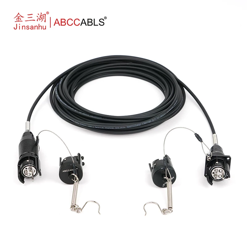 ABCCABLS 4 Core 2 Channel IP65 Waterproof Tactical Fiber Patch Cord Metal Aviation LC Connector Outdoor Stage Optical Cable