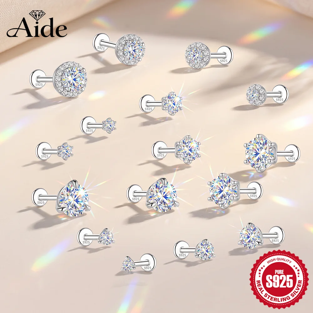 AIDE Sparkling Moissanite 0.03-1.2 Carat Flat Back Internal Thread Piercing With Premium Certificate, Wedding Bridal Jewelry