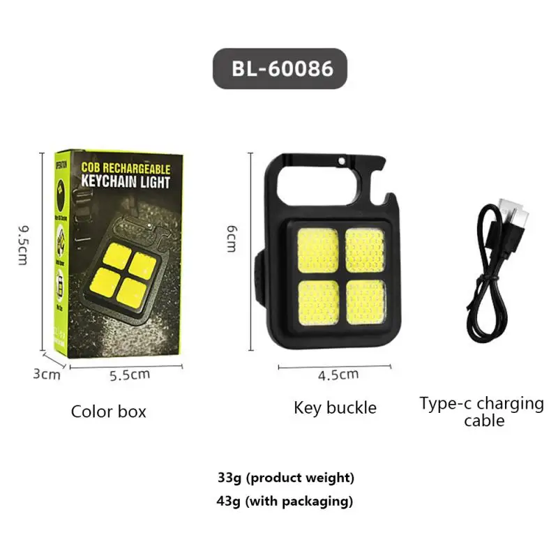 High Bright COB LED Lanterna Multifuncional, Camping Lâmpada, Luz de Trabalho, Ao ar livre, Portátil, 500mAh, Carregamento USB, Impermeável