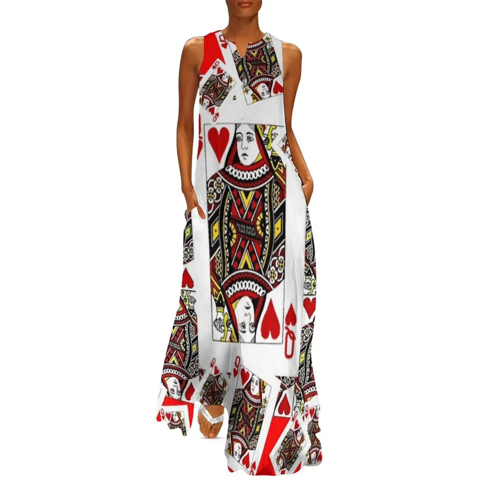 

RED QUEEN OF HEARTS CASINO CARDS Long Dress Evening dresses evening dresses women dresses for womens Aesthetic clothing Dress