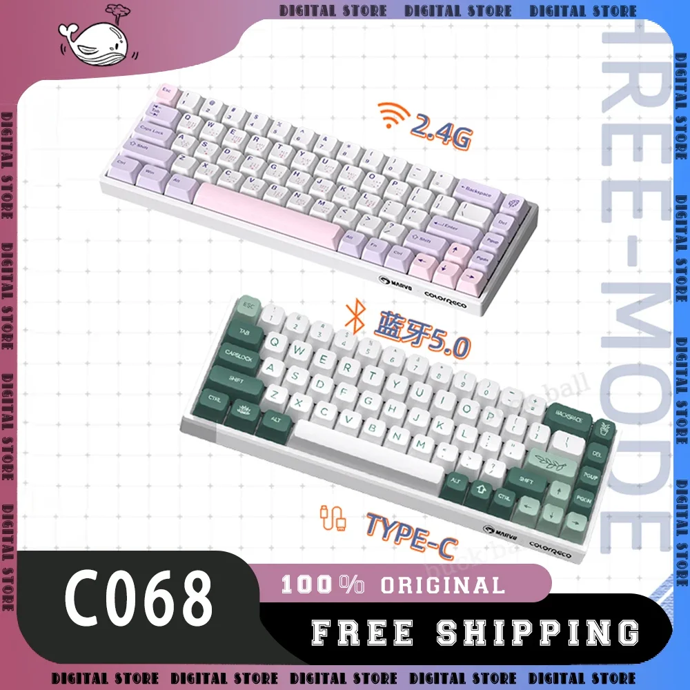 

ColorReco C068 Mechanical Keyboard 3Mode USB/2.4G/Bluetooth Wireless Keyboard 68key Hot Swap Rgb Backlight Gaming Keyboards Gift