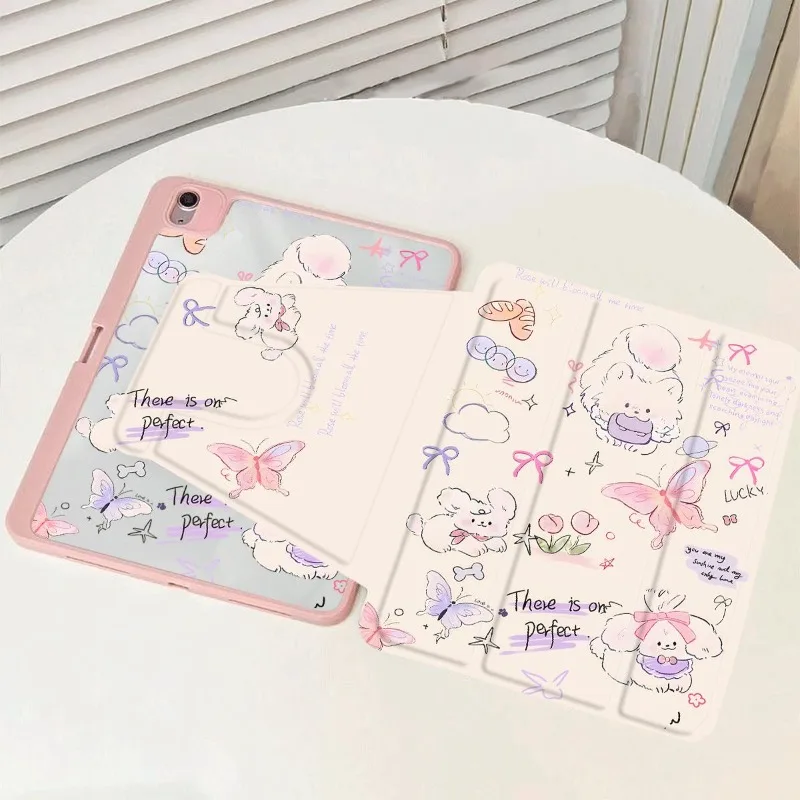 360 Degree Rotation Smart Cover for IPad Mini 6 Case IPad 10th Gen Air 4/5 10.9 Pro11 Inch IPad 10.2 7th 9th 8th Butterfly Puppy