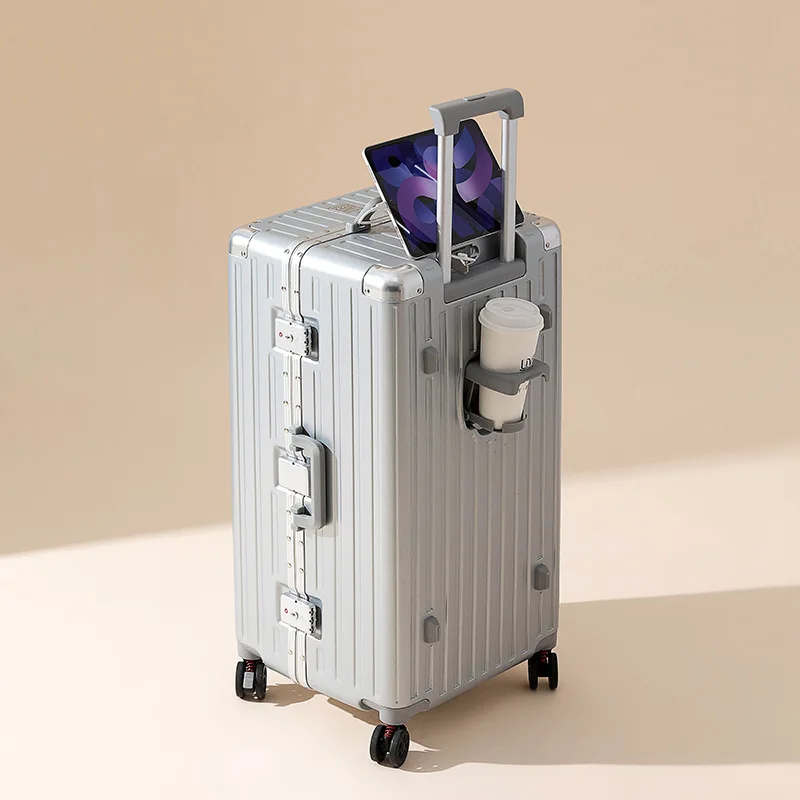 Aluminum Frame Luggage Women's 24 Inch Large Capacity Thick Suitcase 30 Inch Travel Suitcases Student Password Box Trunk Box