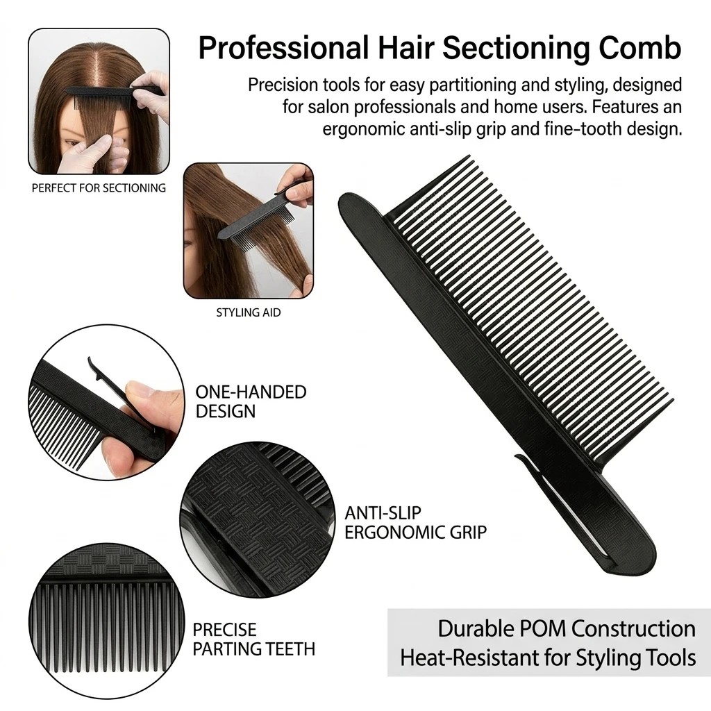 Hairdresser Professional Sectioning Comb for Quick Middle Side Parting Tool  One Hand Operation Salon Hair Styling Tools