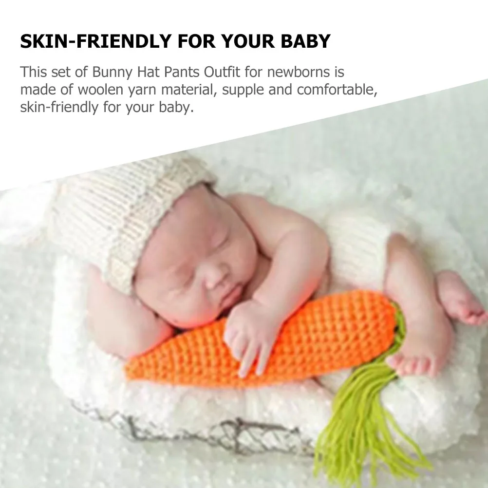 

Baby Sweater Set Newborn Photo Outfits Photography Hats Prop for Photoshoot Bunny