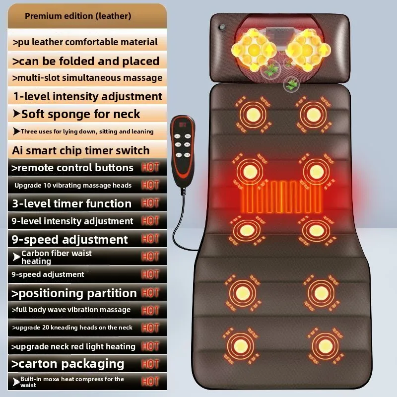 Neck massager, lumbar massage mattress, home use, electric multi-functional kneading backrest cushion