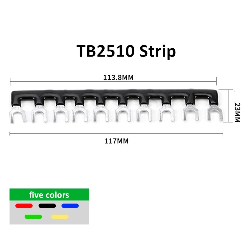 20 stuks 15/25/45A Verschillende Posities Voorgeïsoleerde Vork Type Terminal Verbinding Strip Barrière Jumper Verbinding Vijf Kleuren