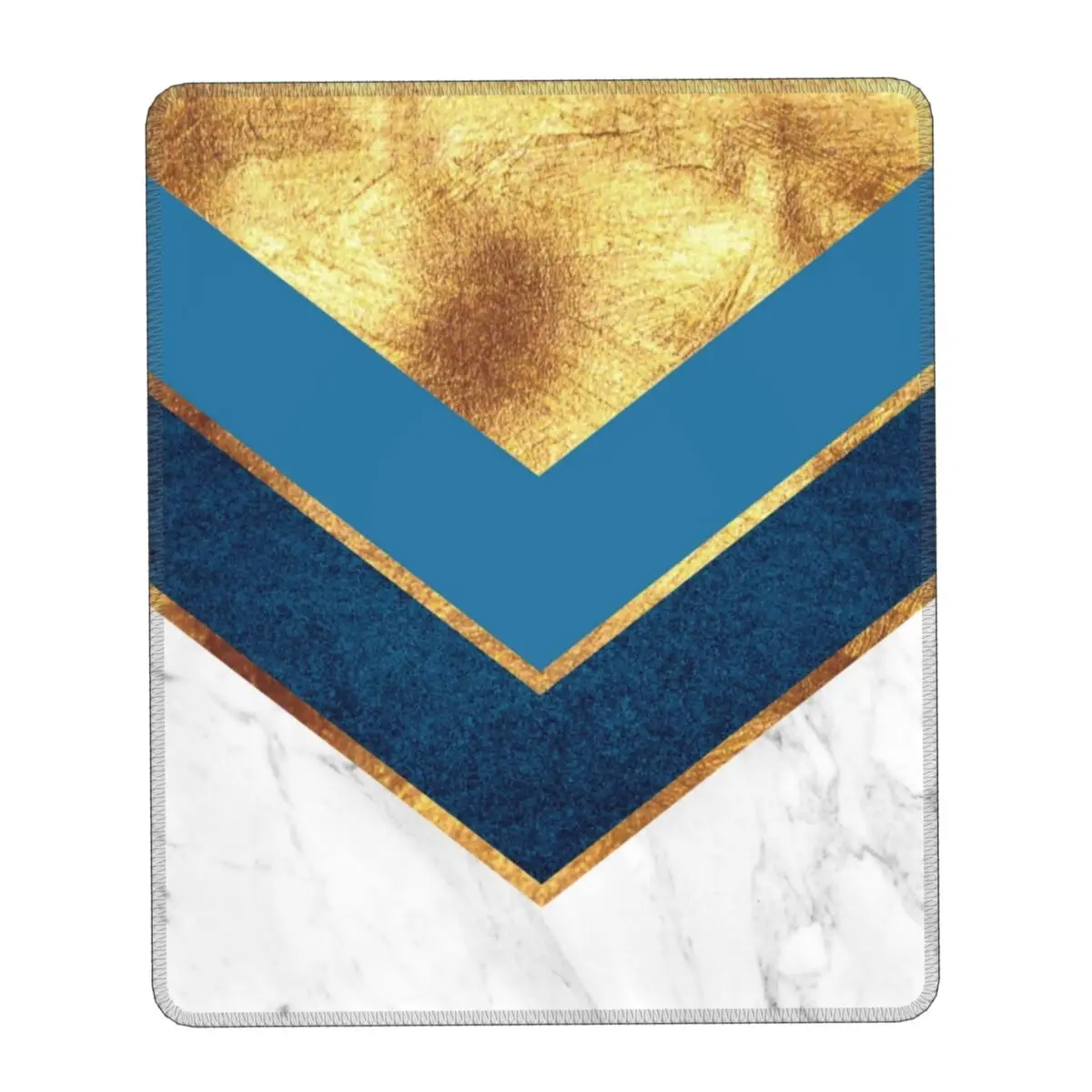 Blue Navy Gold Geometric Marble Mouse Pad Square Gamer Mousepad Non Slip Rubber Base Modern Marbled Texture Office Desk Mat