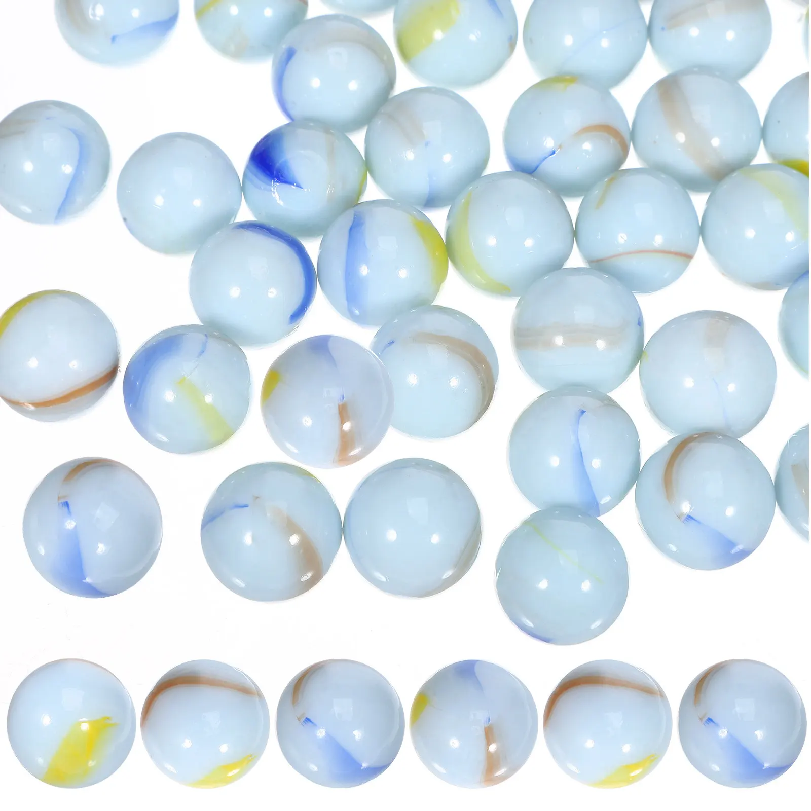 50Pcs 16Mm Glass Marbles Milk White Patterned Impeccable Craftsmanship Fashion Forward Design for Kids DIY Art Projects Glass