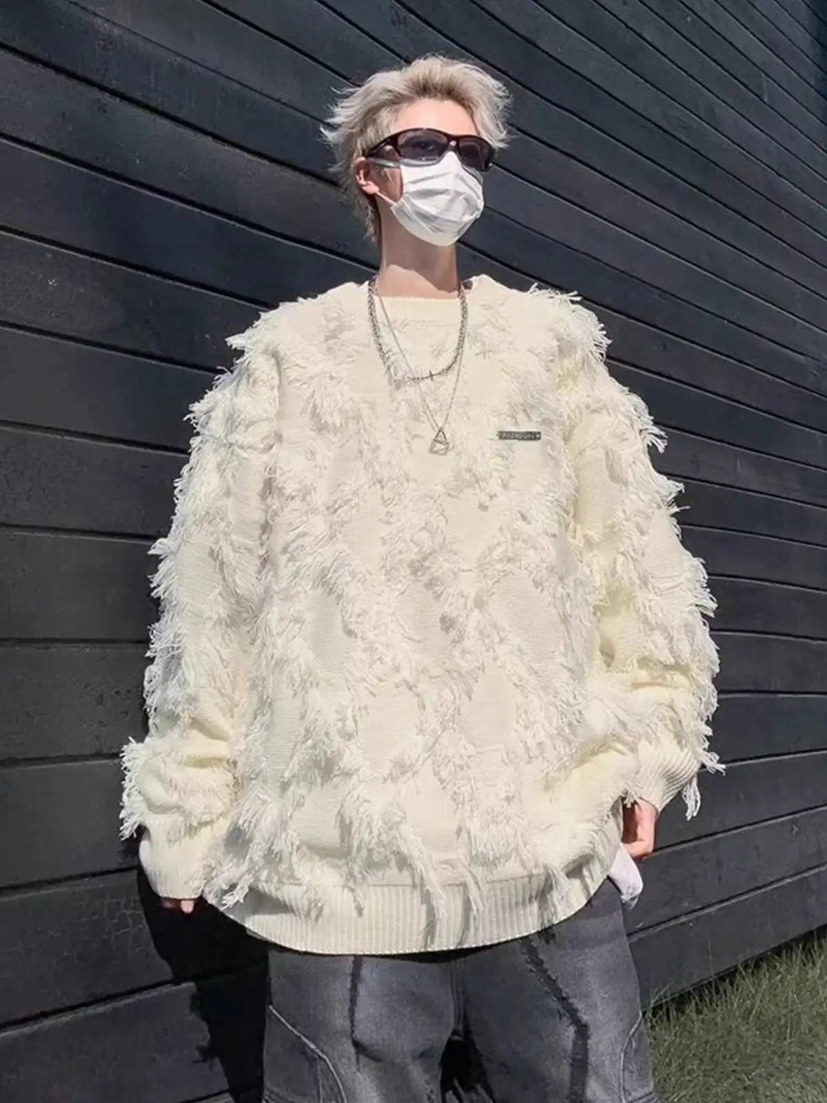 

Свитер унисекс, осень-зима 2024, мужской свитер с бахромой, ретро, ленивый стиль, нишевый дизайн, универсальная повседневная вязаная куртка для пары