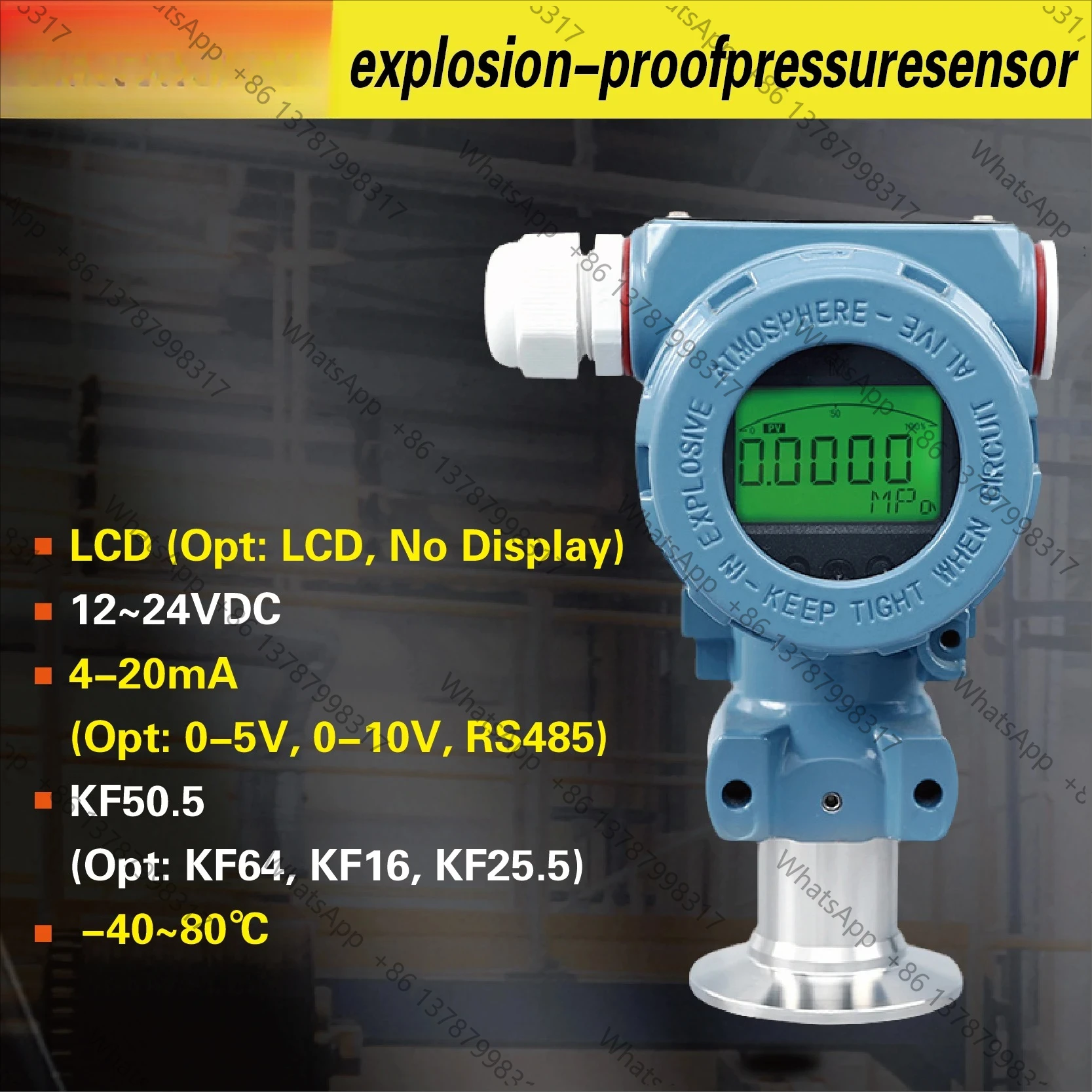 2088 LCD Display Tri-Clamp Pressure Transmitter 4-20mA 0-5V 0-10V RS485 Sanitary Hygienic 316L Diaphragm Pressure Sensor