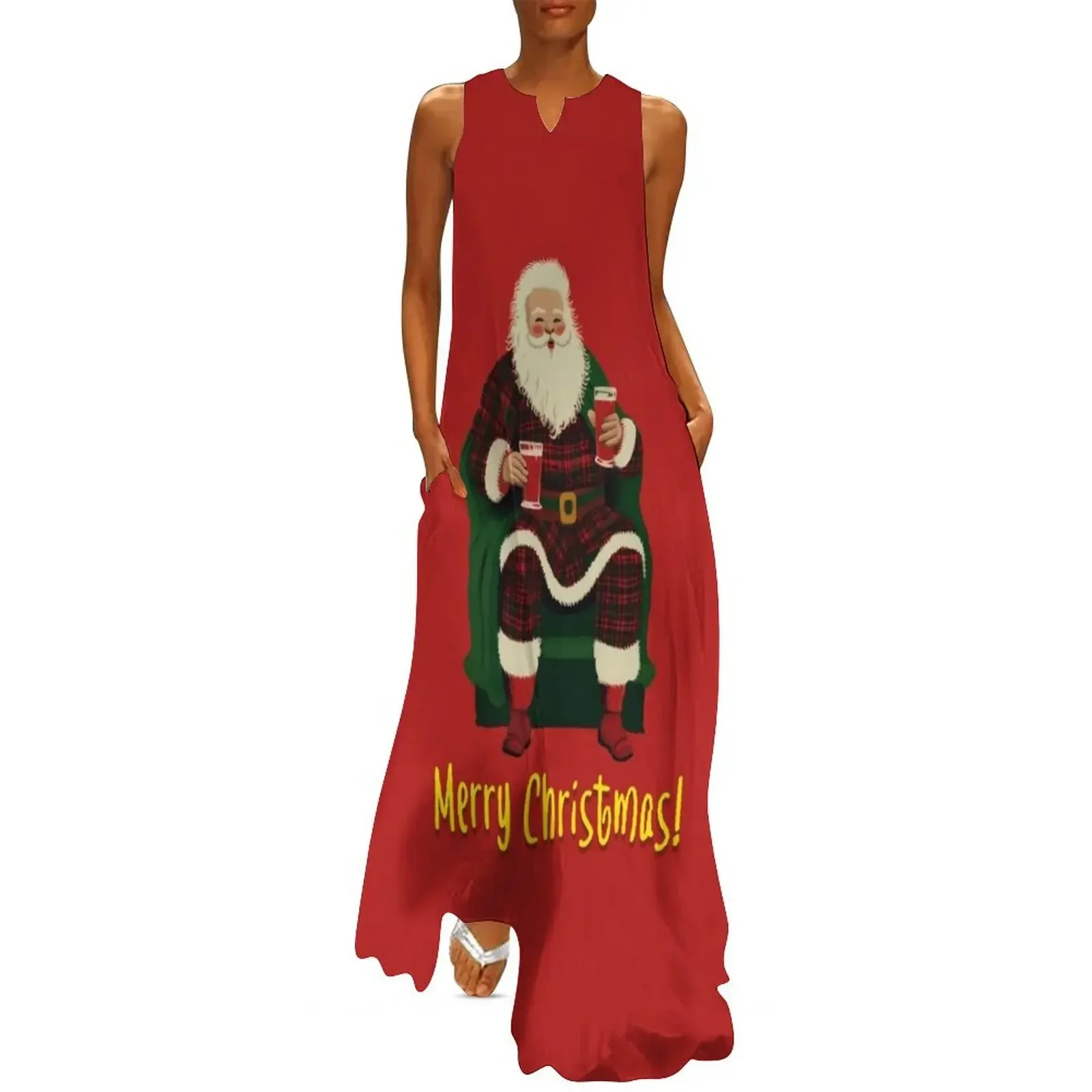 

Santa Claus sitting on a cozy armchair Long Dress Women's skirt wedding dresses for woman Clothing Dress