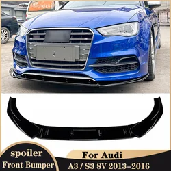 Front Bumper Spoiler Lip Splitter Trim for Audi A3 / S3 8V 2013-2016 Body Kits Front Lip Chin Protector Cover Car Accessories
