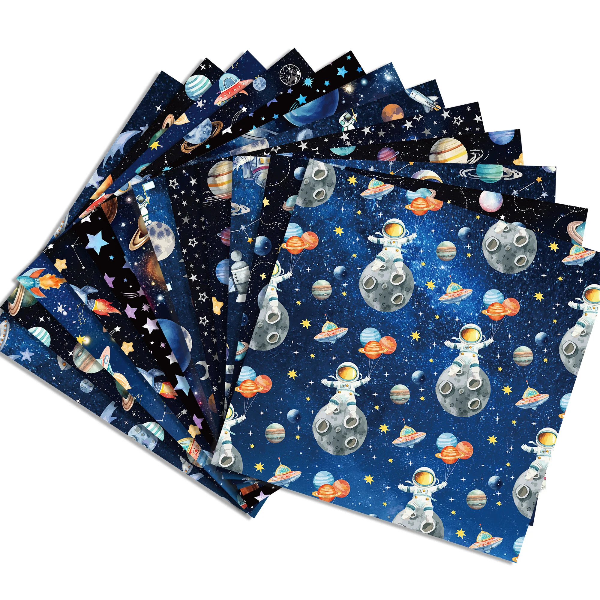 Outer Space Theme Washi Tape and Scrapbooking Paper Astronaut Planet Pattern Origami Art Background Scrapbook Paper DIY Craft