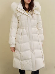 DUSHU 206.7G Filling Amount Women Down Coat Winter New Design Fox Fur Collar Thickened Mid-length Hooded Down Jacket 24DS84203