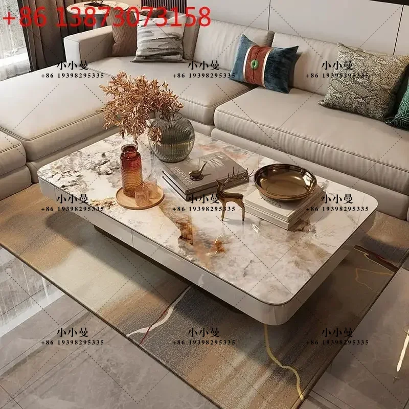 2025 Microcrystalline Stone Premium Coffee Table Living Room Modern Simple New Light Luxury Combination Tea Table