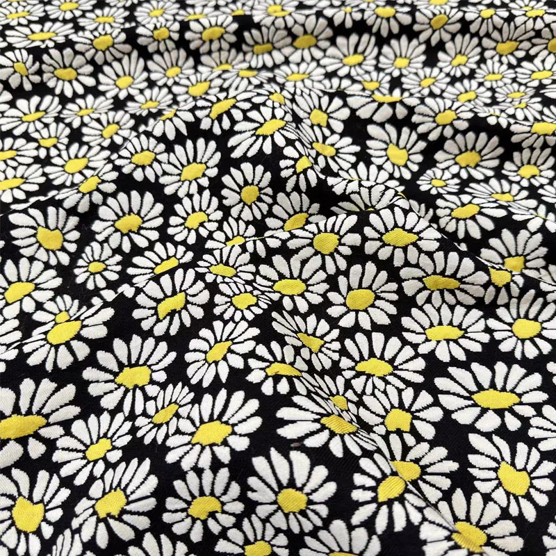 

Жаккардовая ткань с узором «Маленькая ромашка», окрашенная в пряжу для женщин, осеннее платье, пальто, куртка, костюмы, ткань «сделай сам», швейный материал