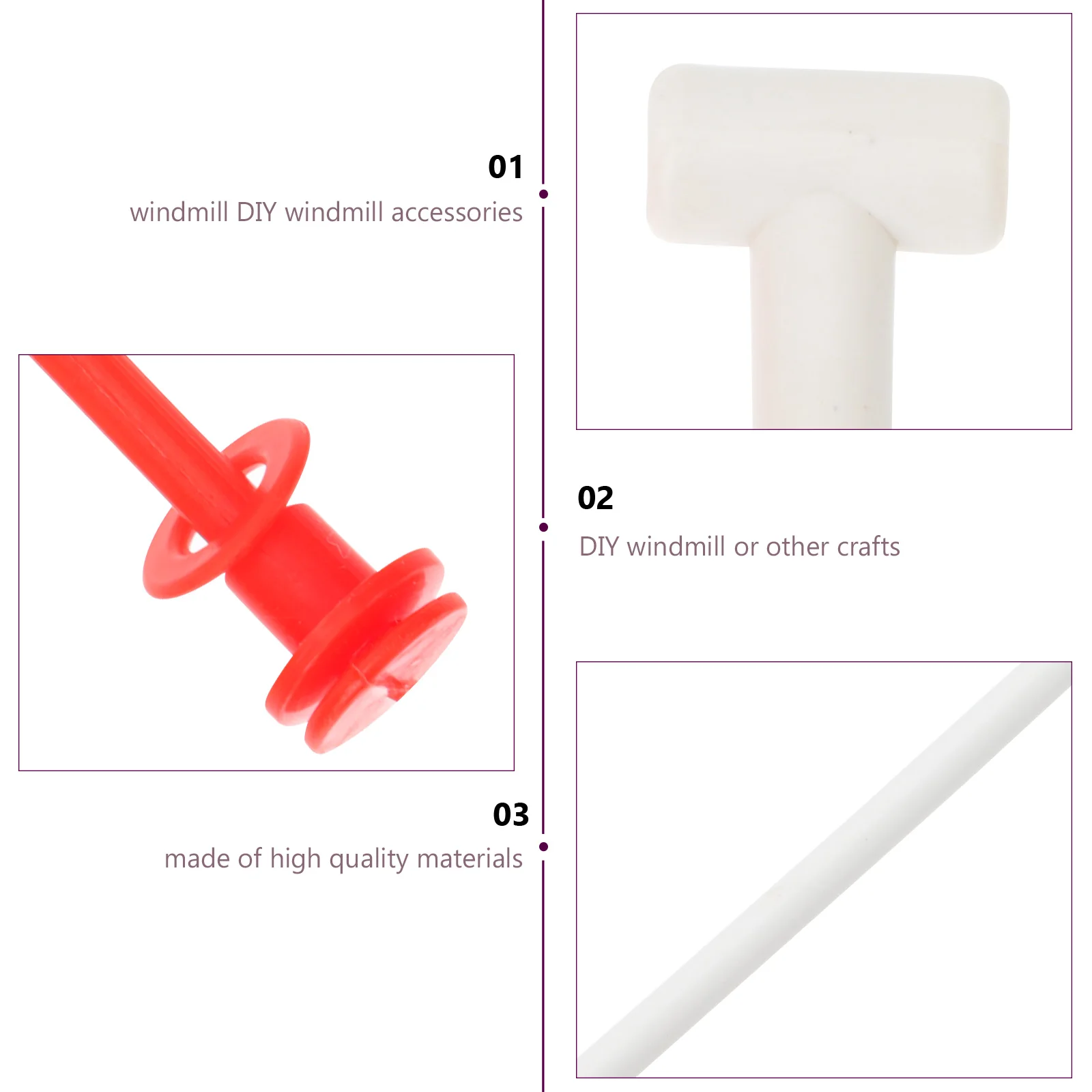 

20 set 20 Sets Poles DIY Plastic Windmill Bars Rods Each Color Safe Use Portable Lightweight Storage Tools