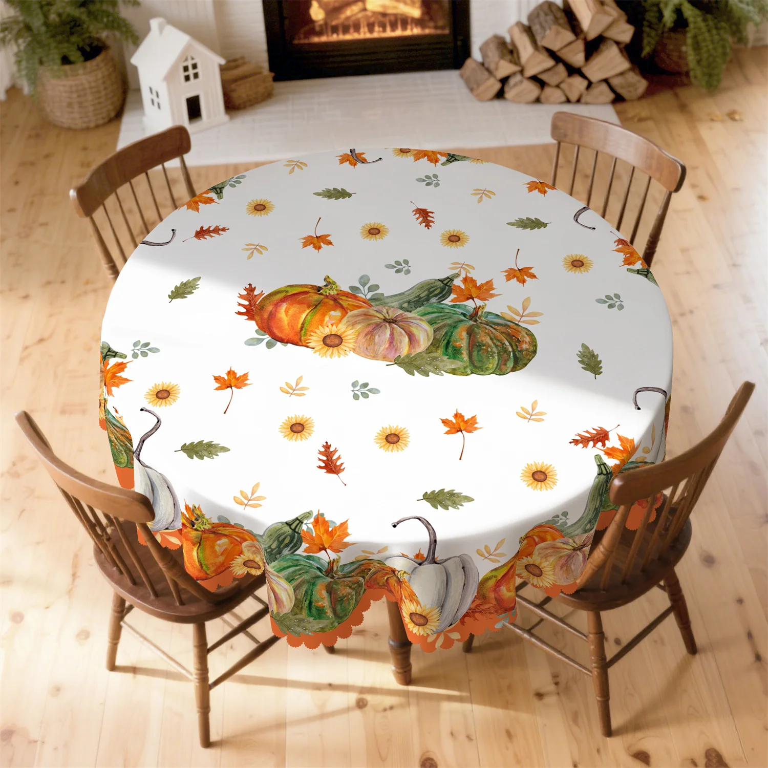 Pumpkin, maple leaf and sunflower autumn tablecloth, 1 pack, suitable for indoor and outdoor furniture for Thanksgivingzyc