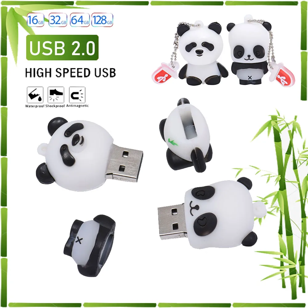 

New Fashion USB 2.0 Flash Drive 64GB 32GB 16GB Key Chain Cartoon Panda Pen Drive Memory Bear Lovely U Disk Creative Gift 8GB