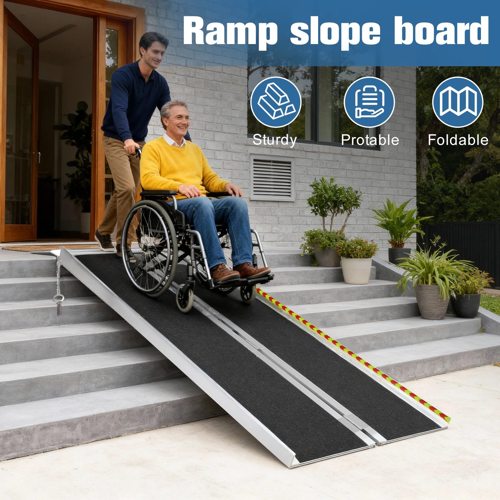 Portable Wheelchair Ramp Non-Slip Aluminum Folding Door Threshold Wheelchair Ramp Wheel Chair Ramp for Home Steps Doorways
