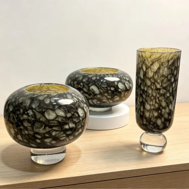 Luxury Glazed Ceramic Vase Medieval Style Home Decor Elegant Flower Holder European American Soft Furnishing Ornament Gift