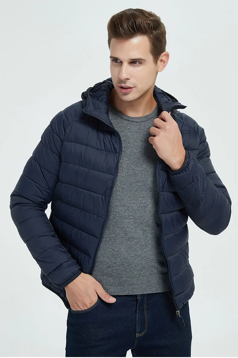 men winter cotton padded coat stand collar hooded lightweight warm casual loose daily street versatile all match male outerwear