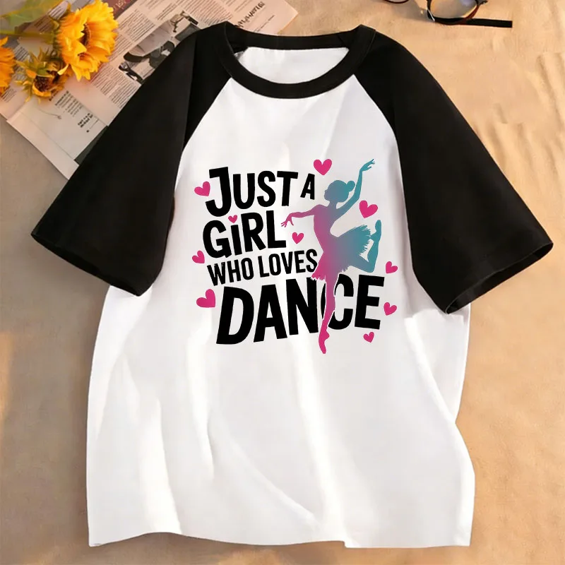 Graphic Just A Girl Who Loves Dance Funny T Shirts Kids Children's T-shirt Girls Shirt Sleeve Summer Spring Casual Top Tee Shirt